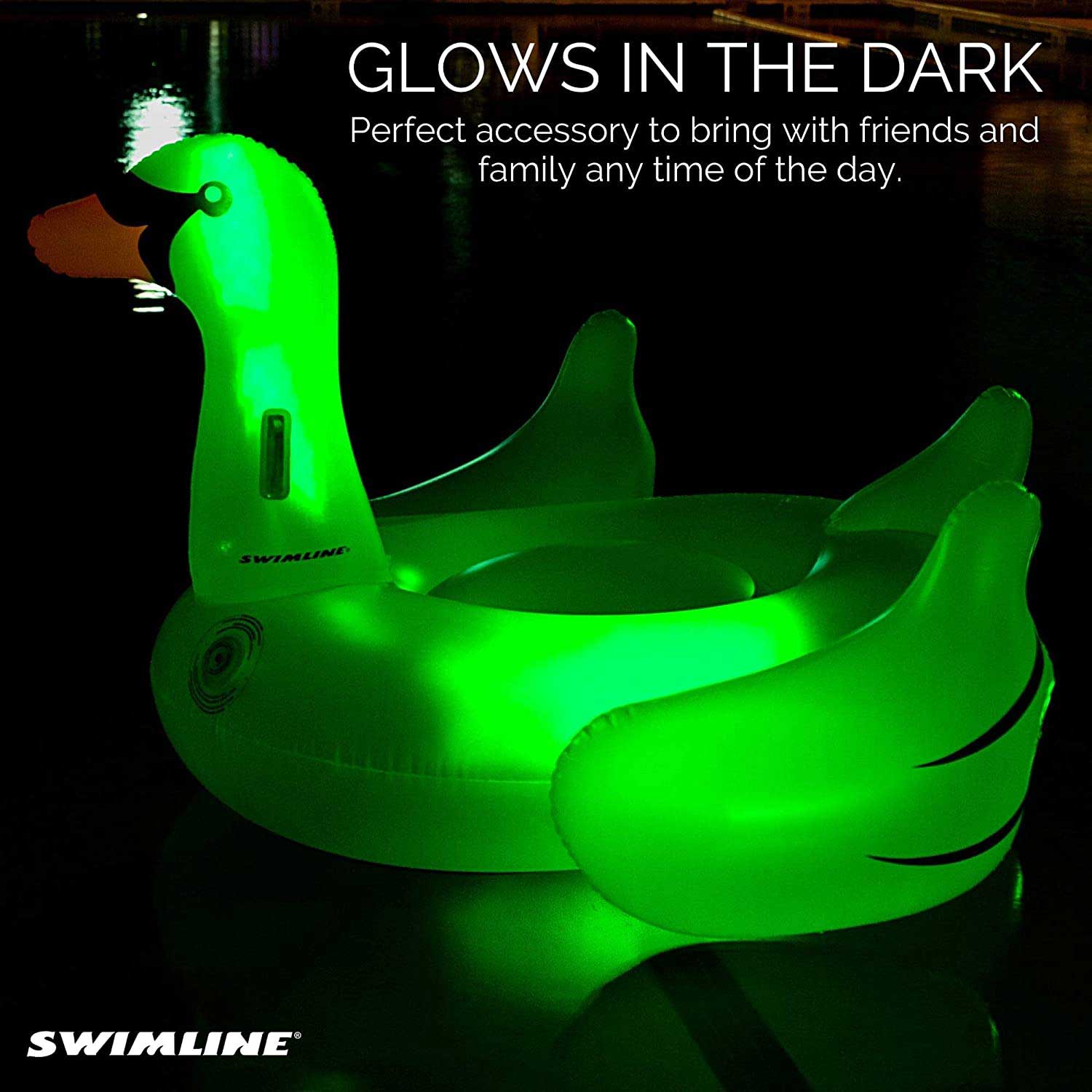 Giant Inflatable LED Light-Up Swan Pool Raft