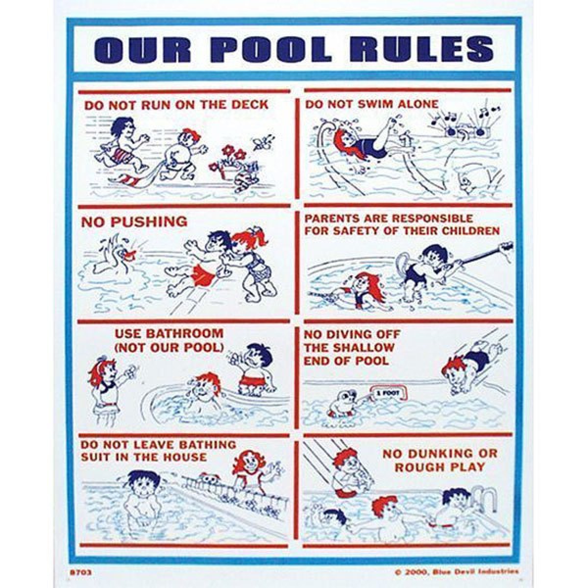 Valterra Swimming Pool Sign Our Pool Rules 18" x 24"