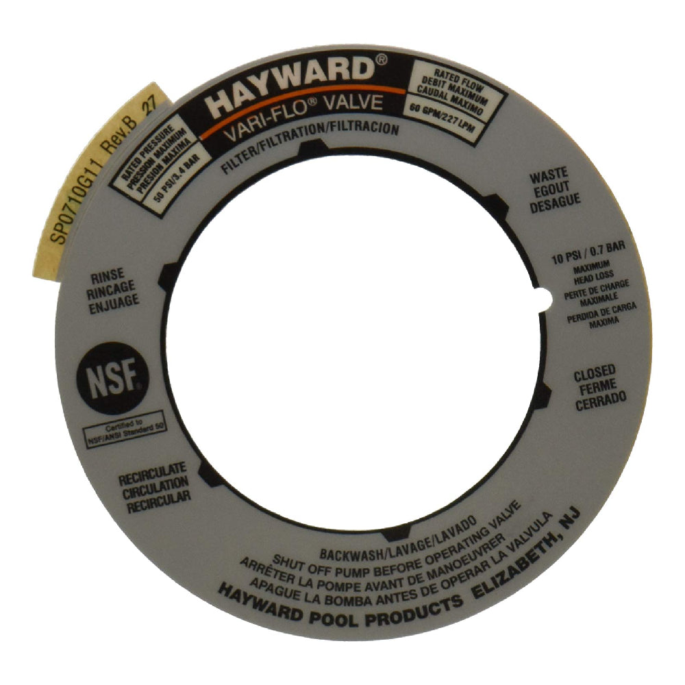 Hayward Sand Filter Label